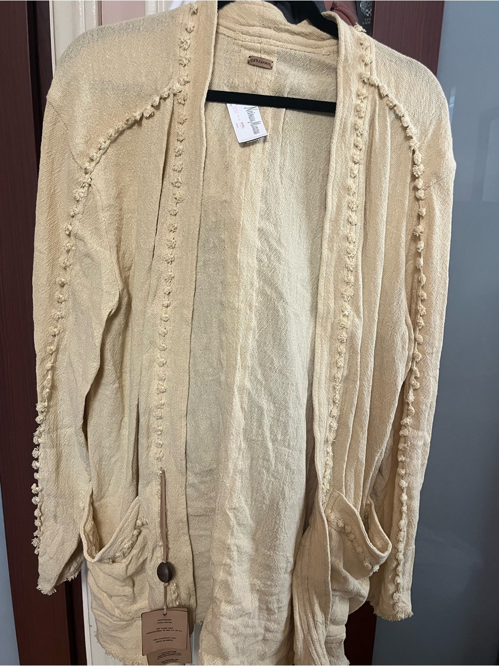 Caravana Cozy Almond Cream Open-Front Women's Sweater Cardigan One Size NEW
